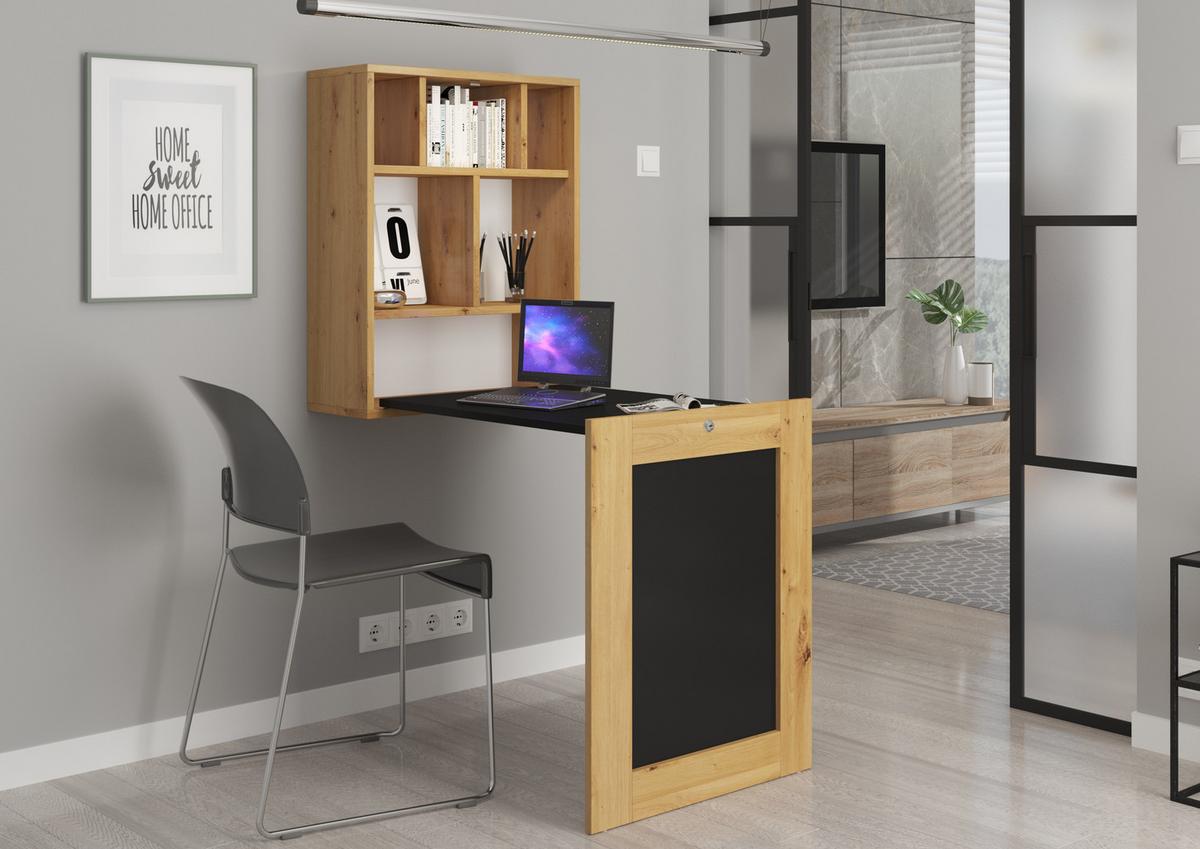 SCHREIBTISCH Artisan Eiche, Schwarz 60/144/90 - Schwarz, Holzwerkstoff (90/50/144cm) - RAUMHIRSCH FURNITURE
