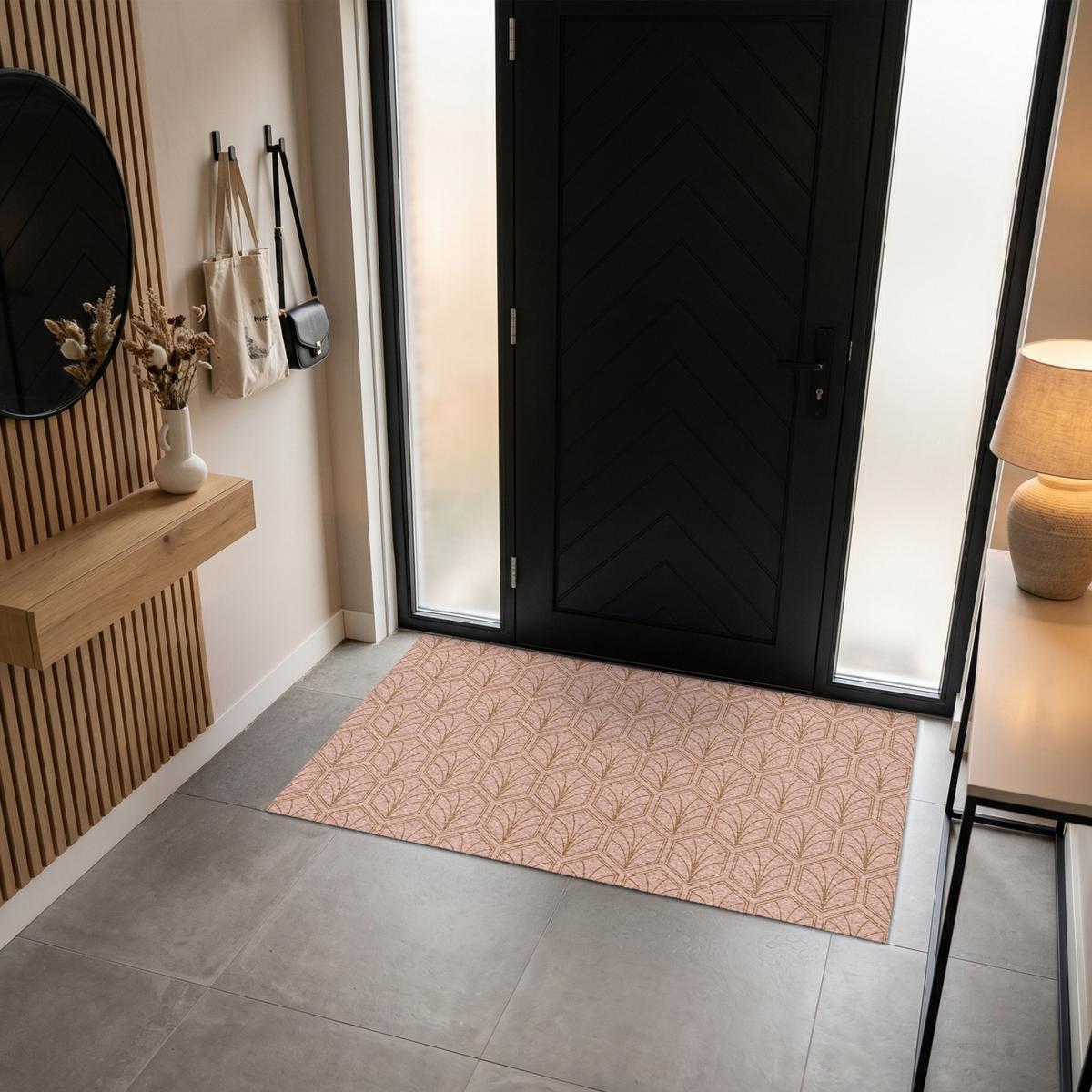 FUSSMATTE Lachsrosa - Muster - Geometrisch Schmutzfangmatte 150x90 cm - Altrosa, Kunststoff (150/0.4cm) - MuchoWow