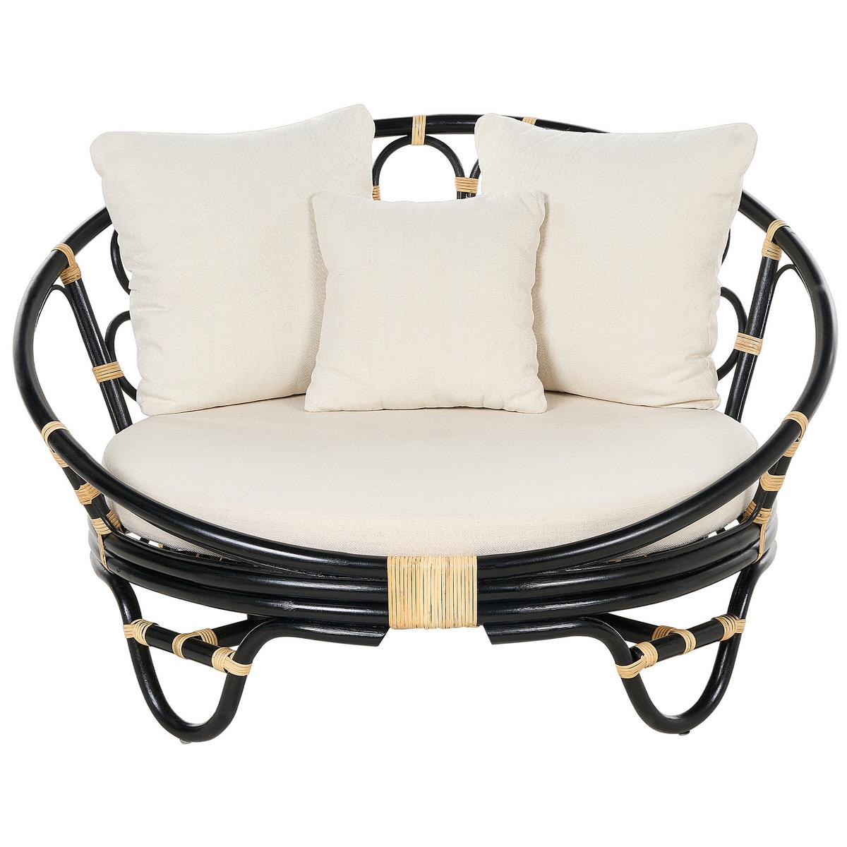 SONNENINSEL 2er-Set Rattan schwarz Auflagen beige ROSSANO - Beige/Schwarz, Naturmaterialien (112/71/110cm)