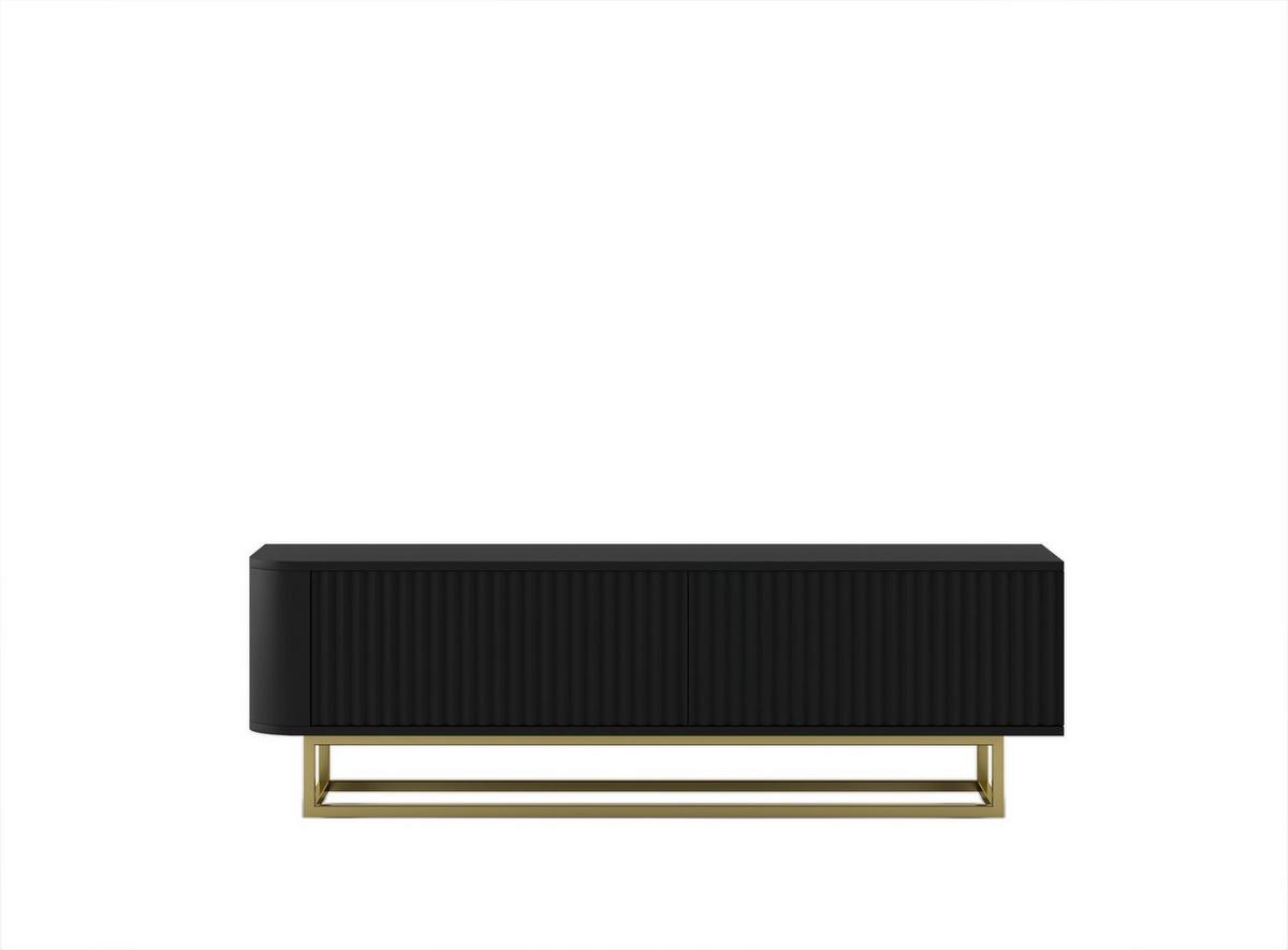 TV-LOWBOARD Aurora Schwarz matt 140 cm mit goldenem Metallrahmen - Schwarz, Holzwerkstoff/Metall (140/44/35cm) - Meble Lindner