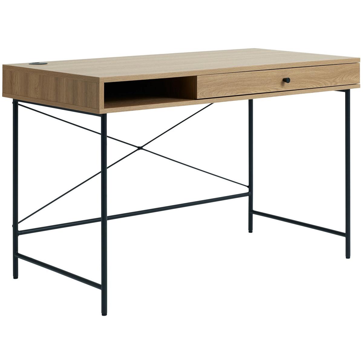 SCHMINKTISCH Mogest mit 1 Schublade 120x60 cm - Beige/Schwarz, Holzwerkstoff/Metall (60/120/76cm) - Selsey