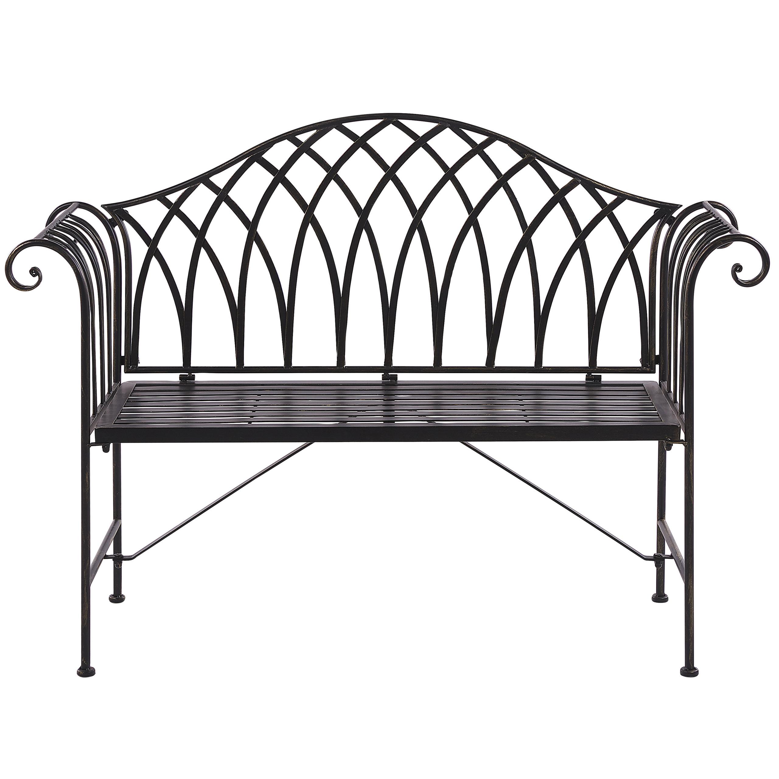 GARTENBANK Metall schwarz 130 cm Milazzo - Schwarz, Metall (130/94/45cm) - Beliani