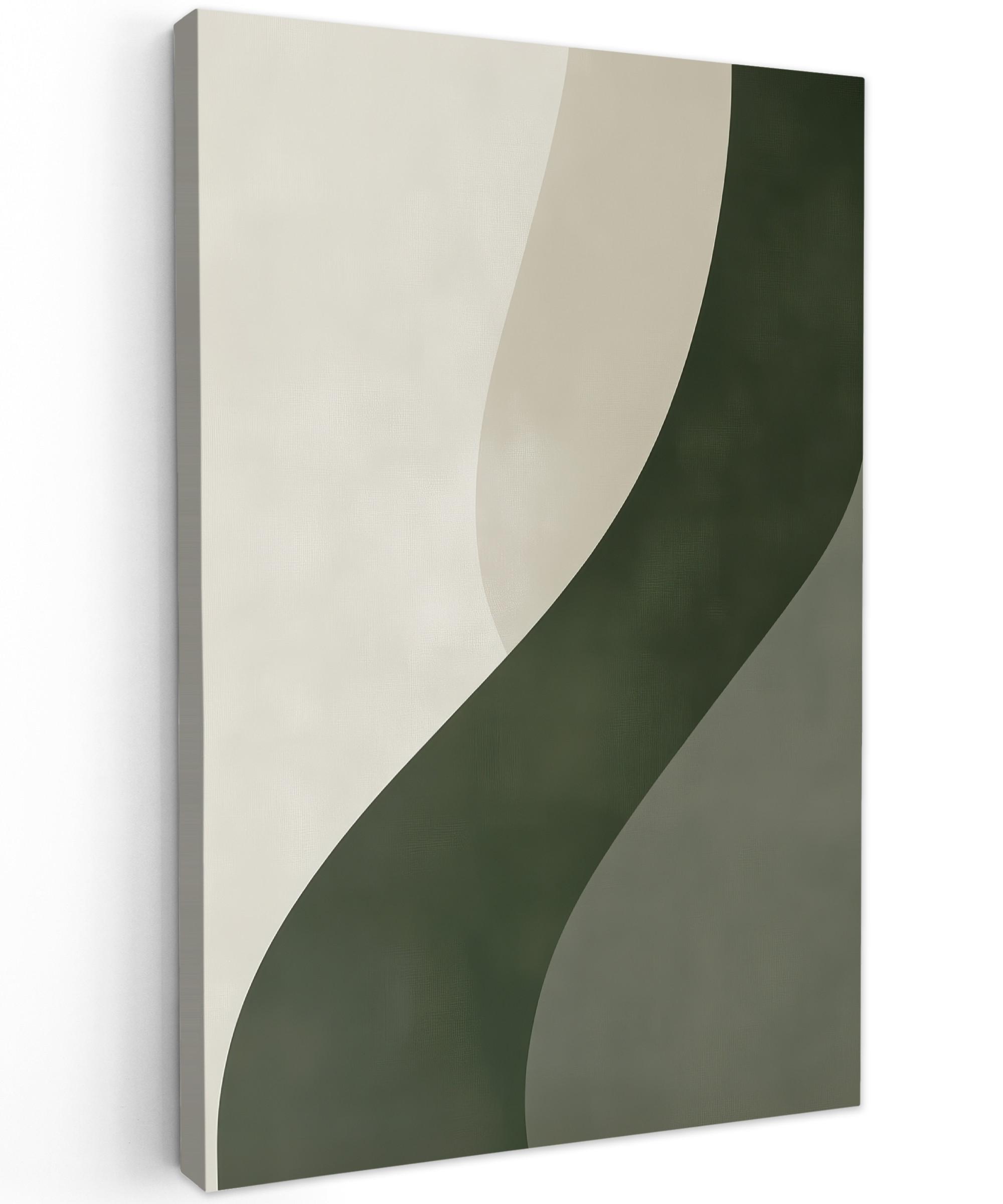 LEINWANDBILD Japandi - Grün - Abstrakt - Modern Deko Wohnzimmer 20x30 cm - Salbeigrün, Textil (20/30cm) - MuchoWow