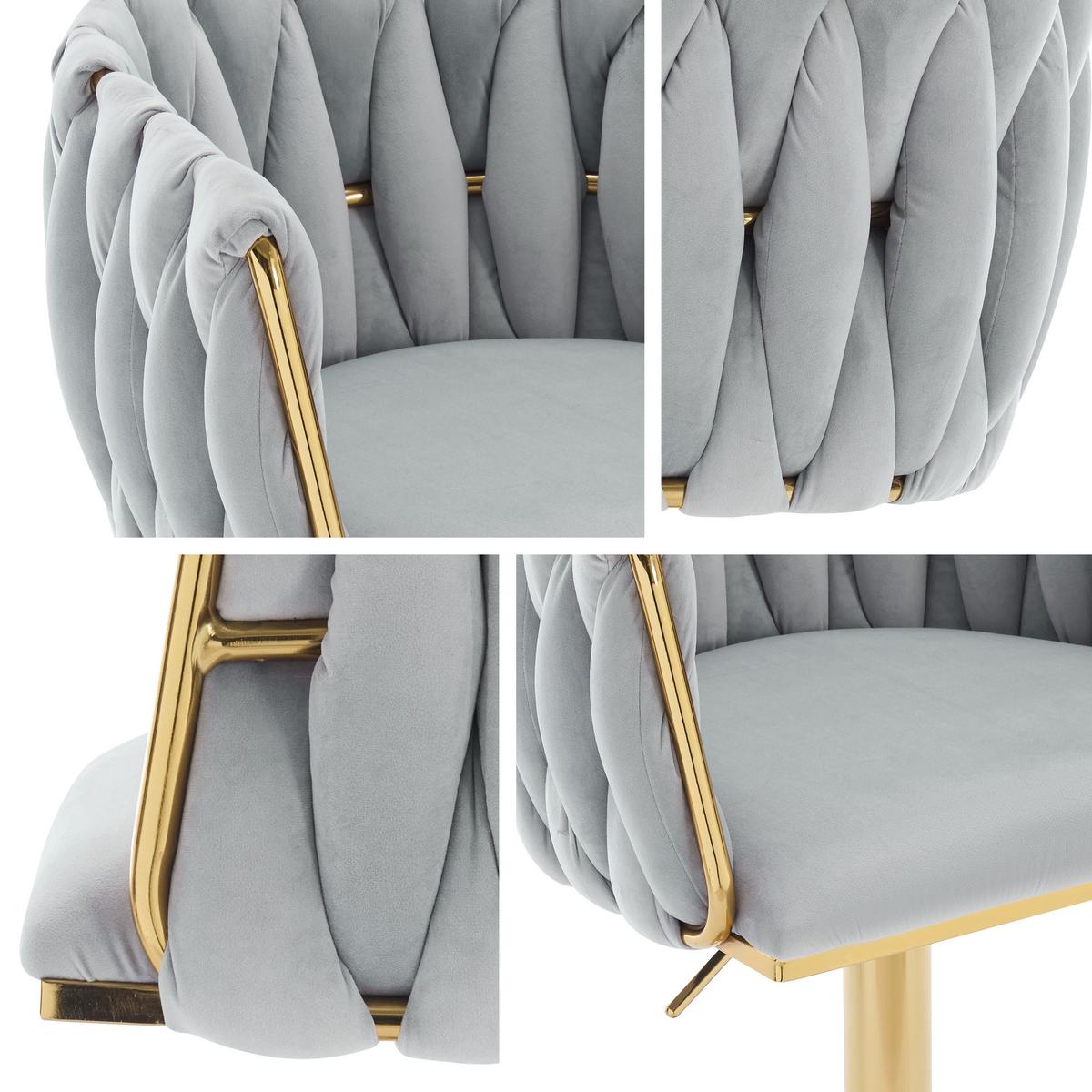 BARHOCKER-SET Muz BS-1142 (2 Stück in Samt) - Goldfarben/Schwarz, Textil/Metall (50/107/52cm) - MIRJAN24