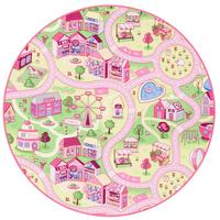KINDER SPIEL TEPPICH GIRLS VILLAGE RUND - Rosa, Textil (133/133cm) - Snapstyle