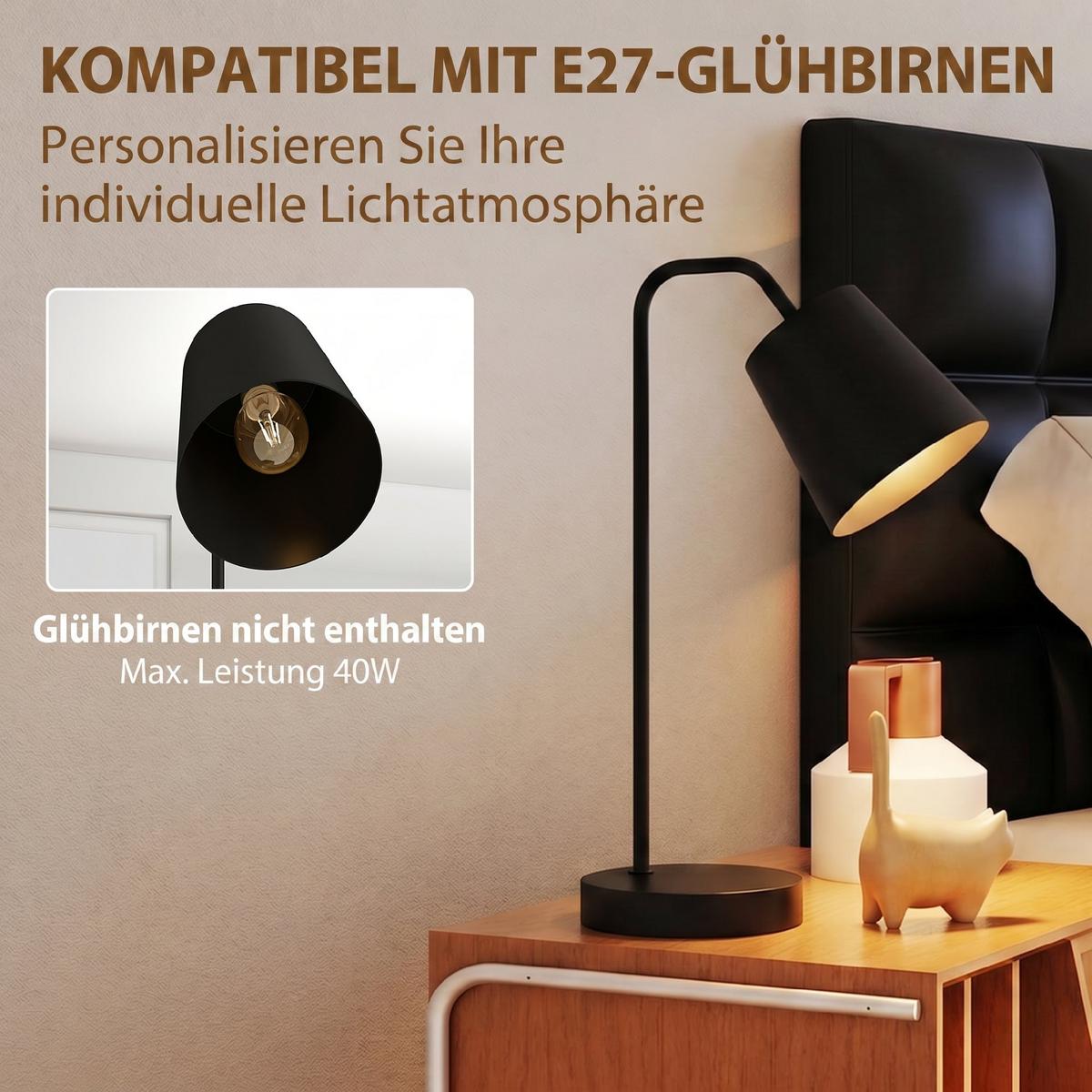 TISCHLAMPE 2er Set Stahl Schwarz - Schwarz, Metall (28/15/41cm) - HOMCOM