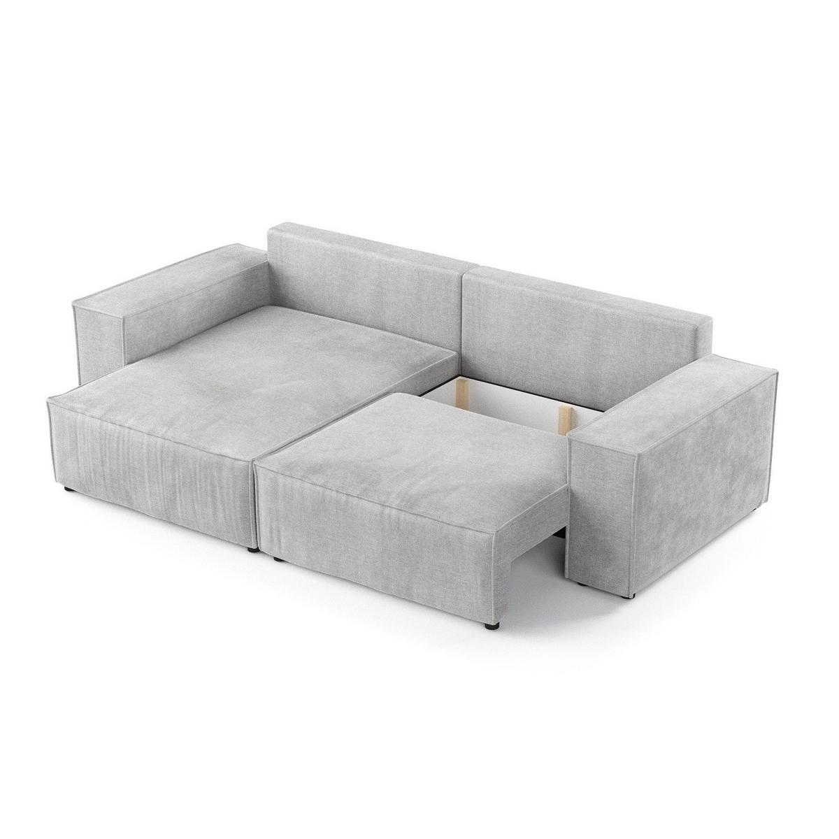 ECKSOFA CAVO mit Schlaffunktion Hellgrau im Wind Stoff - Hellgrau/Schwarz, Holz/Holzwerkstoff (255/148cm) - AltaBeds