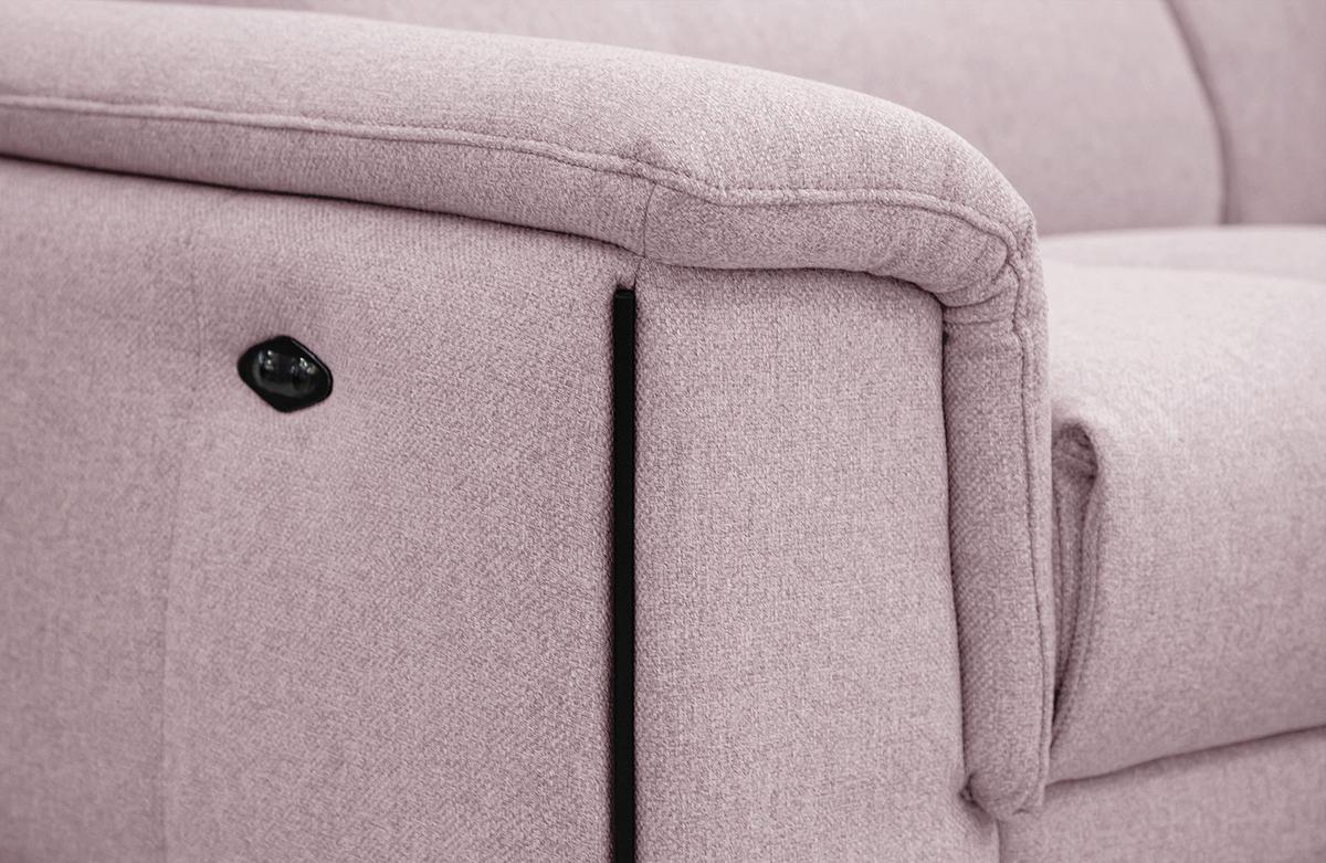 RELAXSOFA MATERA 3-Sitzer mit 2 Relaxfunktionen, rosa - Schwarz/Rosa, Holzwerkstoff/Textil (212/82/103cm) - Wozimo