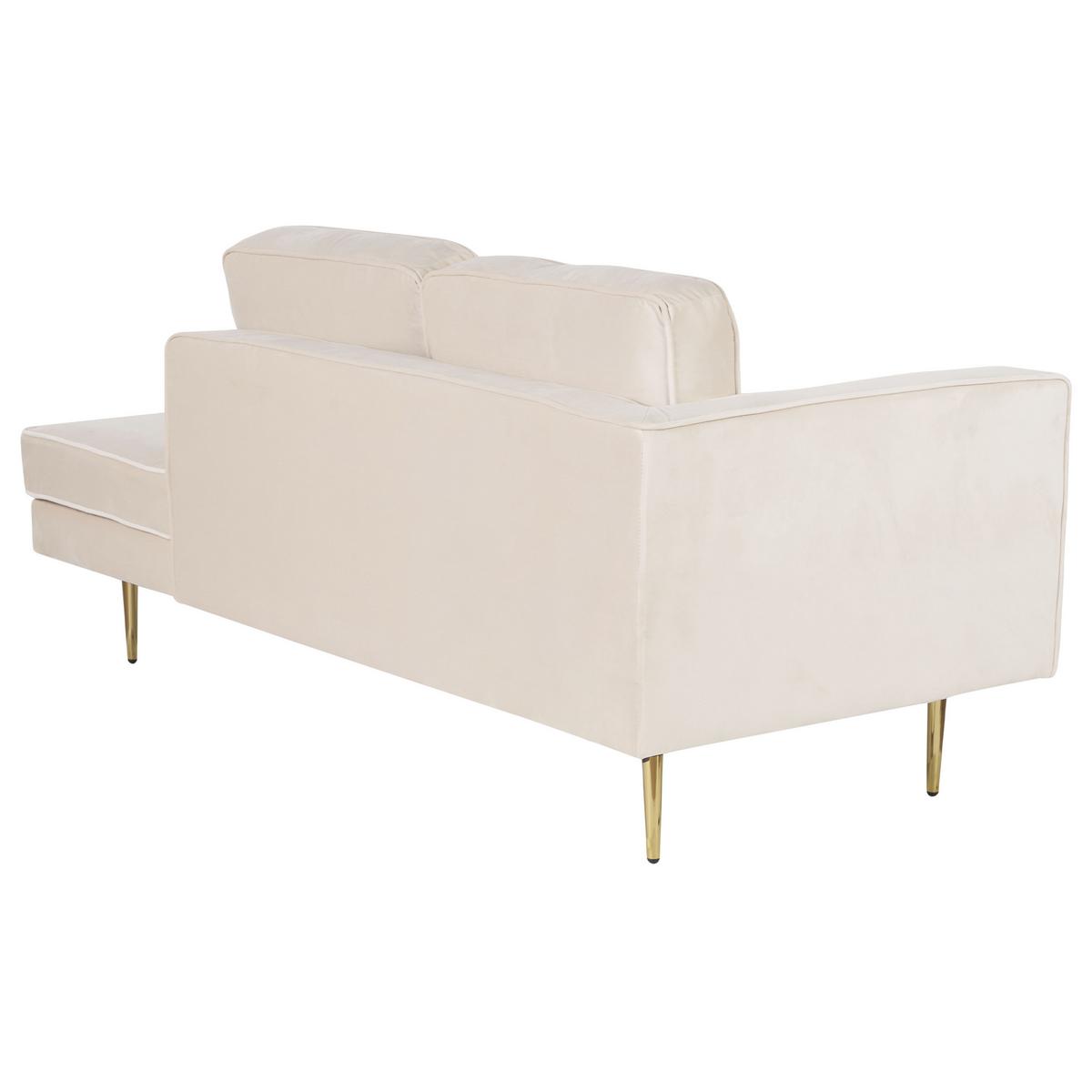 CHAISELONGUE Samtstoff beige linksseitig Miramas - Beige/Goldfarben, Textil (171/63/79cm) - Beliani