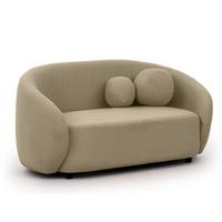2-SITZER-SOFA Roundi Beige Bouclé - Beige/Schwarz, Holz/Kunststoff (150/76/80cm) - S-Style Möbel