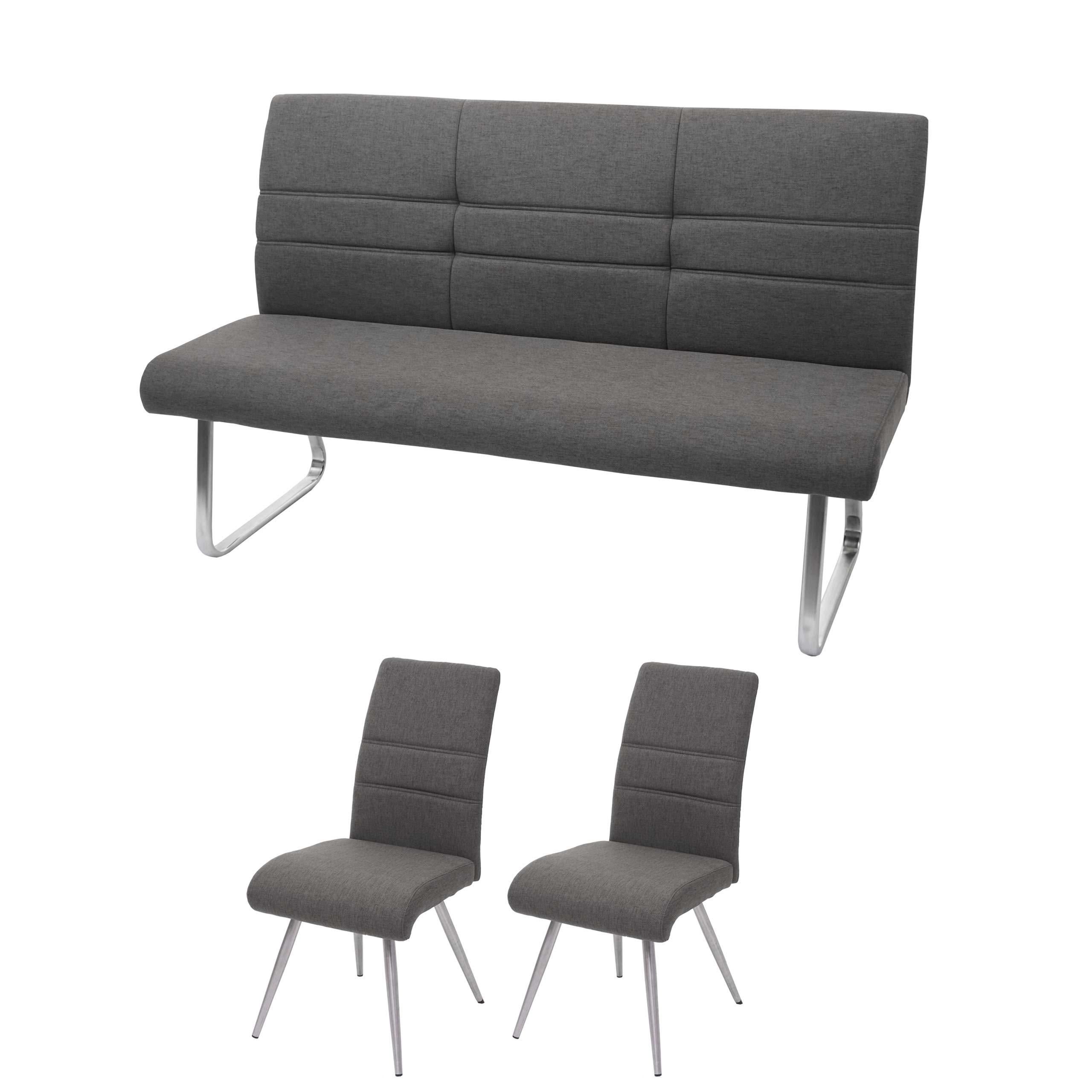 ESSZIMMER-SET Grau 3er-Set - Grau, Textil (180/99/68cm) - MCW