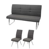 ESSZIMMER-SET Grau 3er-Set - Grau, Textil (180/99/68cm) - MCW