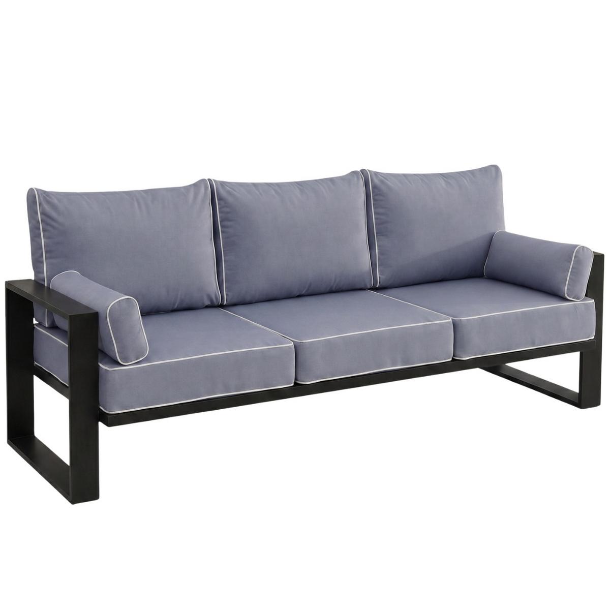 GARTENSET Verdino 3+1+1 mit Metallrahmen Blaugrau - Blaugrau, Metall - Beautysofa