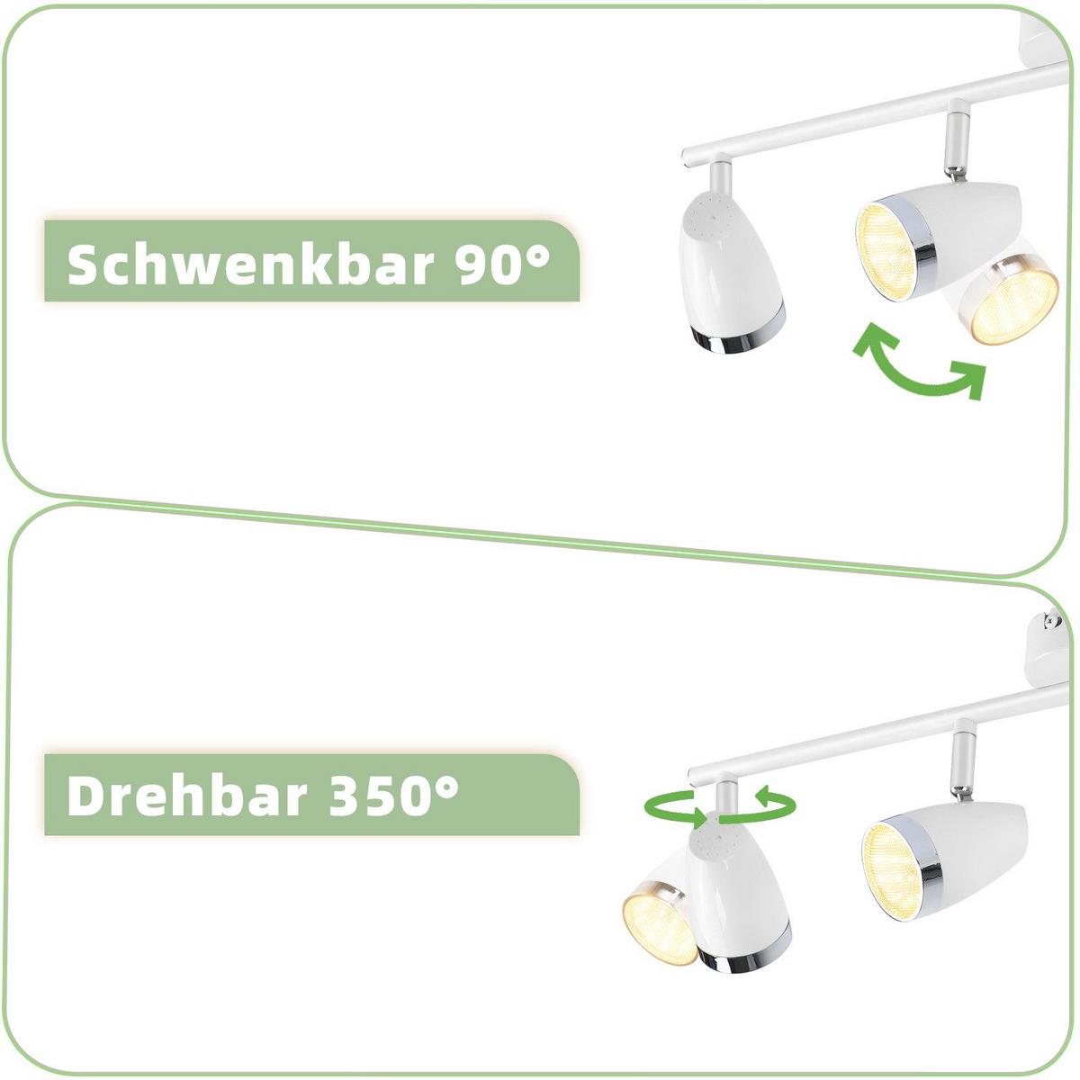 LED-DECKENSTRAHLER Leitch 4-flammig 60/15.5/80cm - Weiß, Metall (60/15.5/80cm) - Nettlife