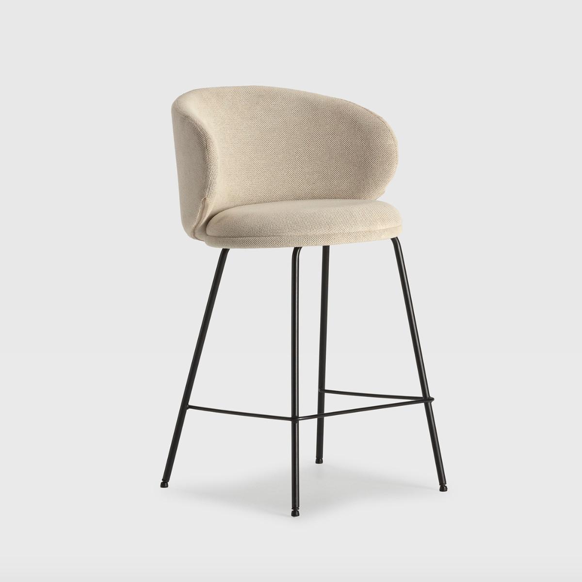 BARHOCKER (Set aus 2) aus Stoff mit schwarzen Metallbeinen - rush 56/53/65 cm - Beige, Textil (53/65/56cm) - Drawer