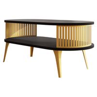 COUCHSITCH Roenni Oval Gold - Goldfarben/Schwarz, Holzwerkstoff/Metall (100/50/44cm) - MIRJAN24