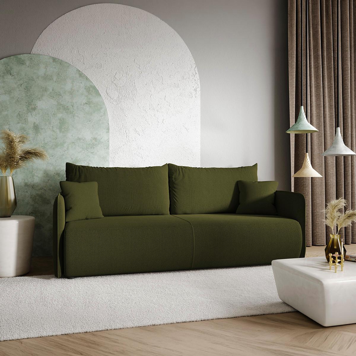 SOFA Claudio 3 Sitzplätze Grün - Grün, Holz (216/86/105cm) - Petits-meubles