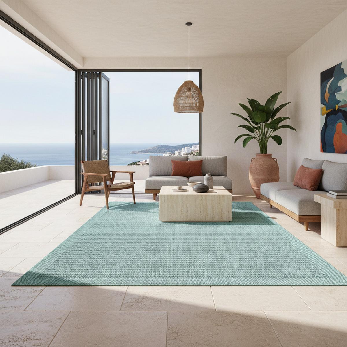TEPPICH Outdoor DAFNE in Blau, einfarbig, 240 x 340 cm - Blau, Textil (340/240cm) - KADIMA DESIGN