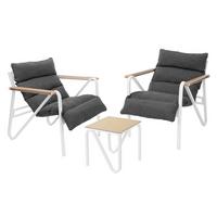GARTENMÖBEL Set 3 tlg Weiß-Grau mit Stahlgestell - Anthrazit/Weiß, Textil/Metall - ML-DESIGN