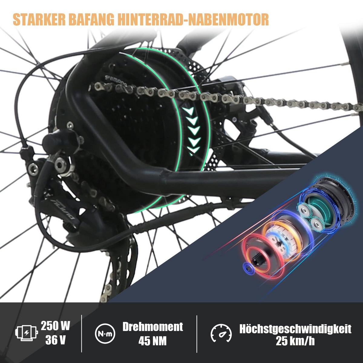ELEKTROFAHRRAD 27,5 Zoll 25km/h Reichweite 50-90 km - Rot, Metall (125cm) - Nettlife