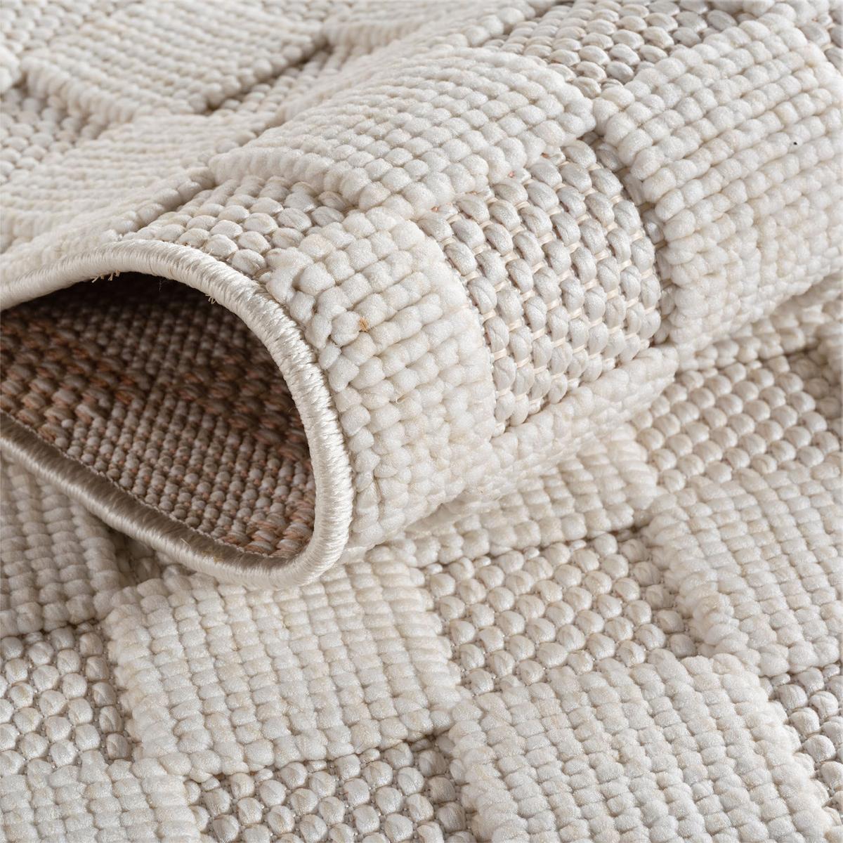TEPPICH Flachgewebe LANGAU in Creme, mit Schachbrettmuster, 140 x 200 cm - Creme, Textil (140/200cm) - KADIMA DESIGN