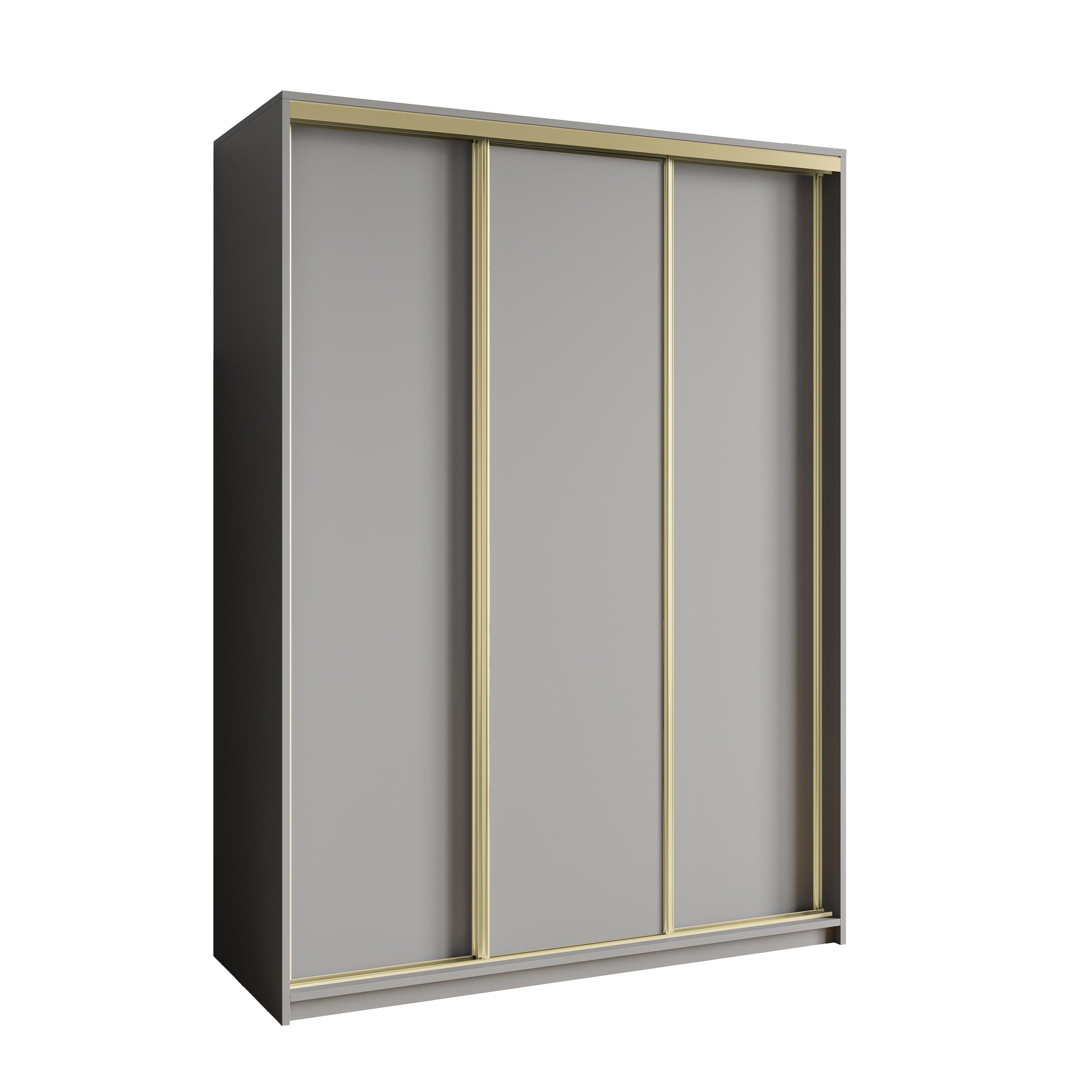 SCHWEBETÜRENSCHRANK NISSE 150/205/60 cm 3-türig Graphitfarben - Graphitfarben, Holzwerkstoff (150/205/60cm) - MASSENO