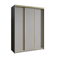 SCHWEBETÜRENSCHRANK NISSE 150/205/60 cm 3-türig Graphitfarben - Graphitfarben, Holzwerkstoff (150/205/60cm) - MASSENO