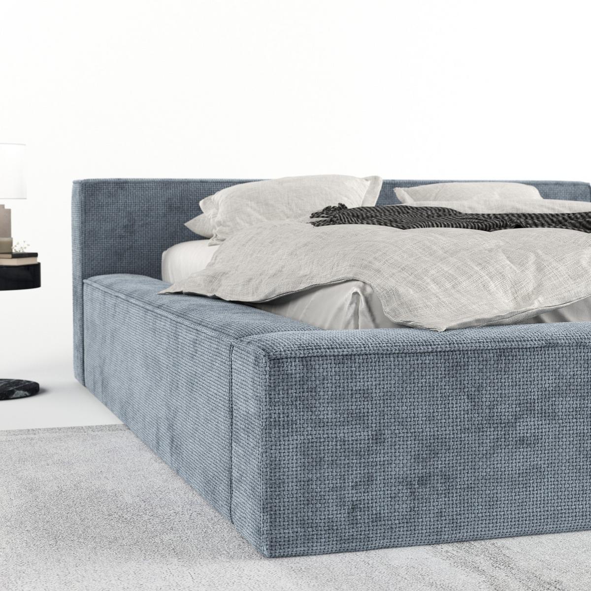 POLSTERBETT Casto mit Stauraum 160/200 cm Hellblau im Bonita Stoff - Schwarz/Naturfarben, Holz/Holzwerkstoff (160/200cm) - AltaBeds