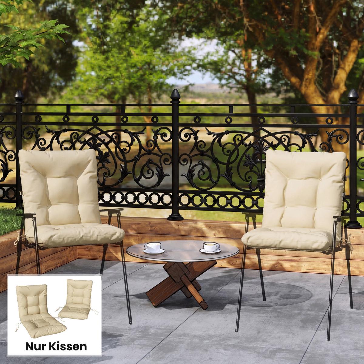 SITZKISSEN 2ER-SET Polyester PP-Baumwolle Beige - Beige, Textil (120/50/8cm) - Outsunny