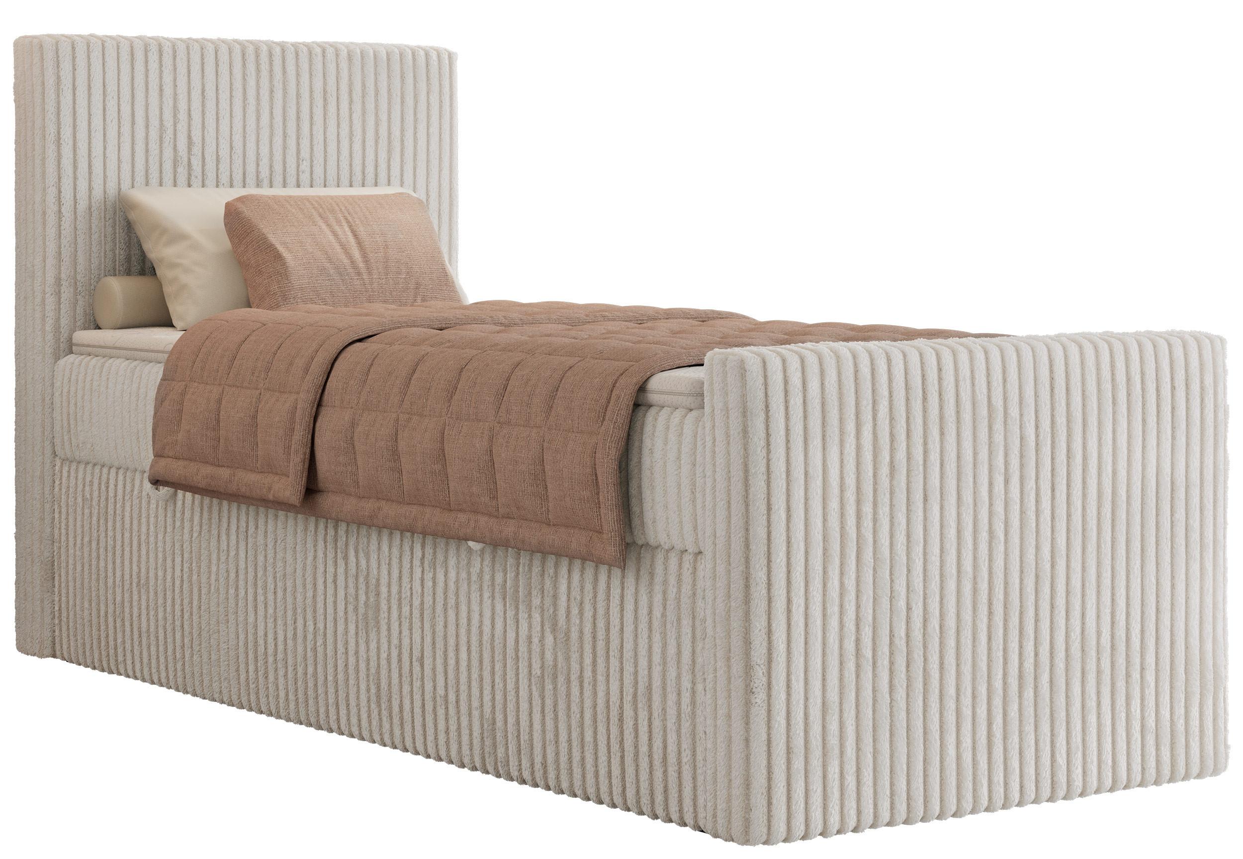 BOXBETT TILIANO DUO 90/200 - Beige Cord - H3 - Topper T25 - Links Seite - Beige, Textil (200/90cm) - MKS
