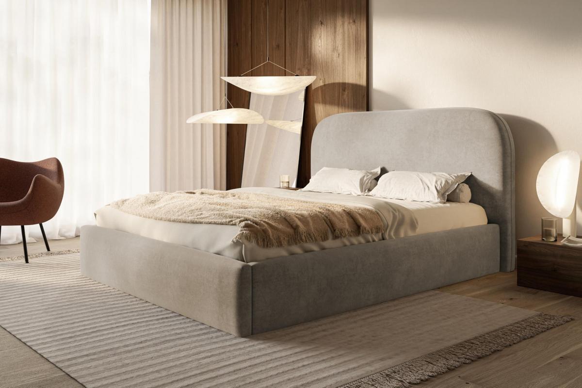BETT 90x200 - Polsterbett mit Bettkasten und Metallrahmen - Modern Betten - Weicher Jasminstoff - Kollektion Verona - Beige - Beige, Holz/Textil (90/200cm) - Alpi-Möbel