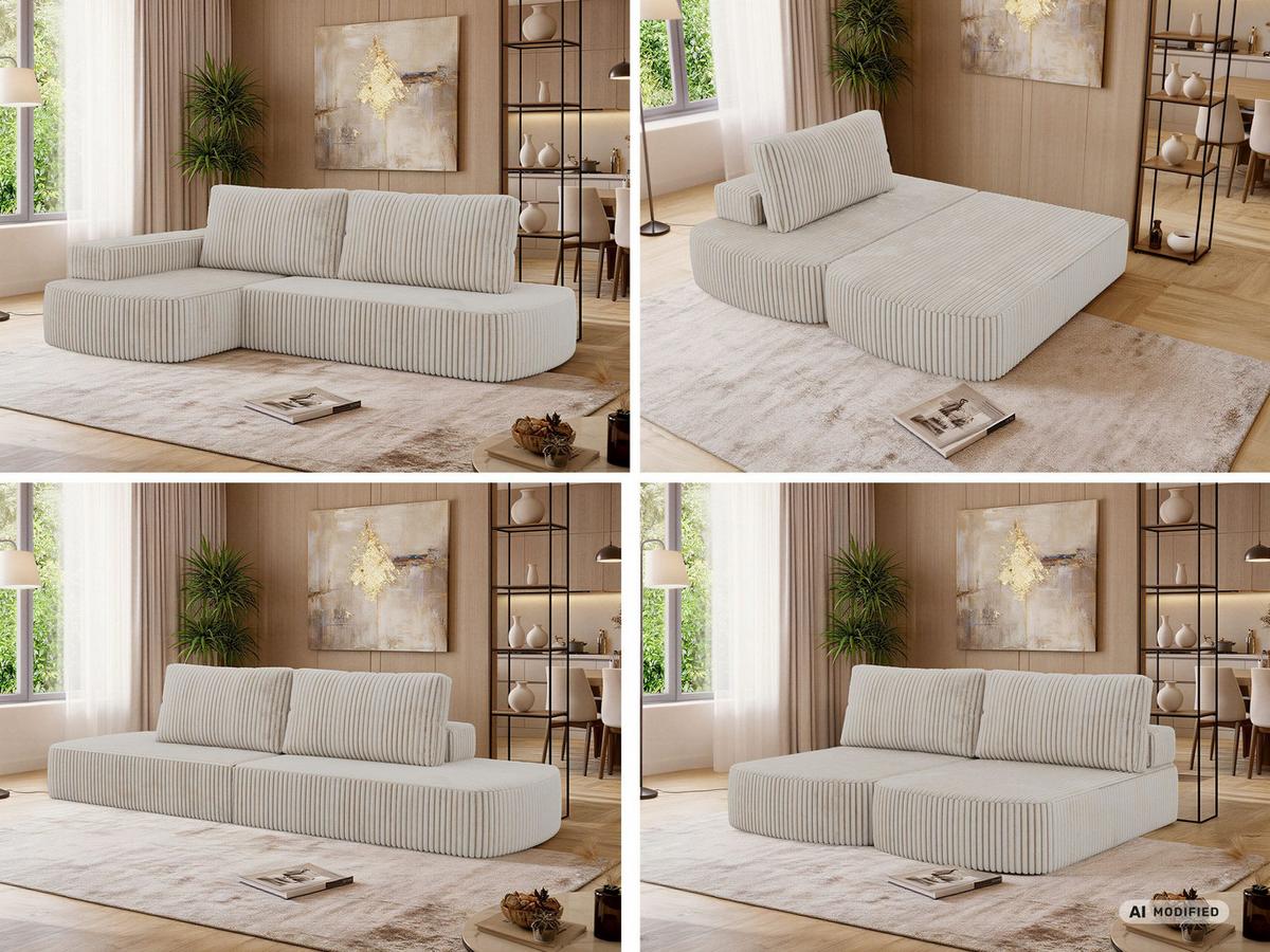 ECKSOFA LIRENA L Cord Beige - Links - Beige, Textil (160/260cm) - MKS