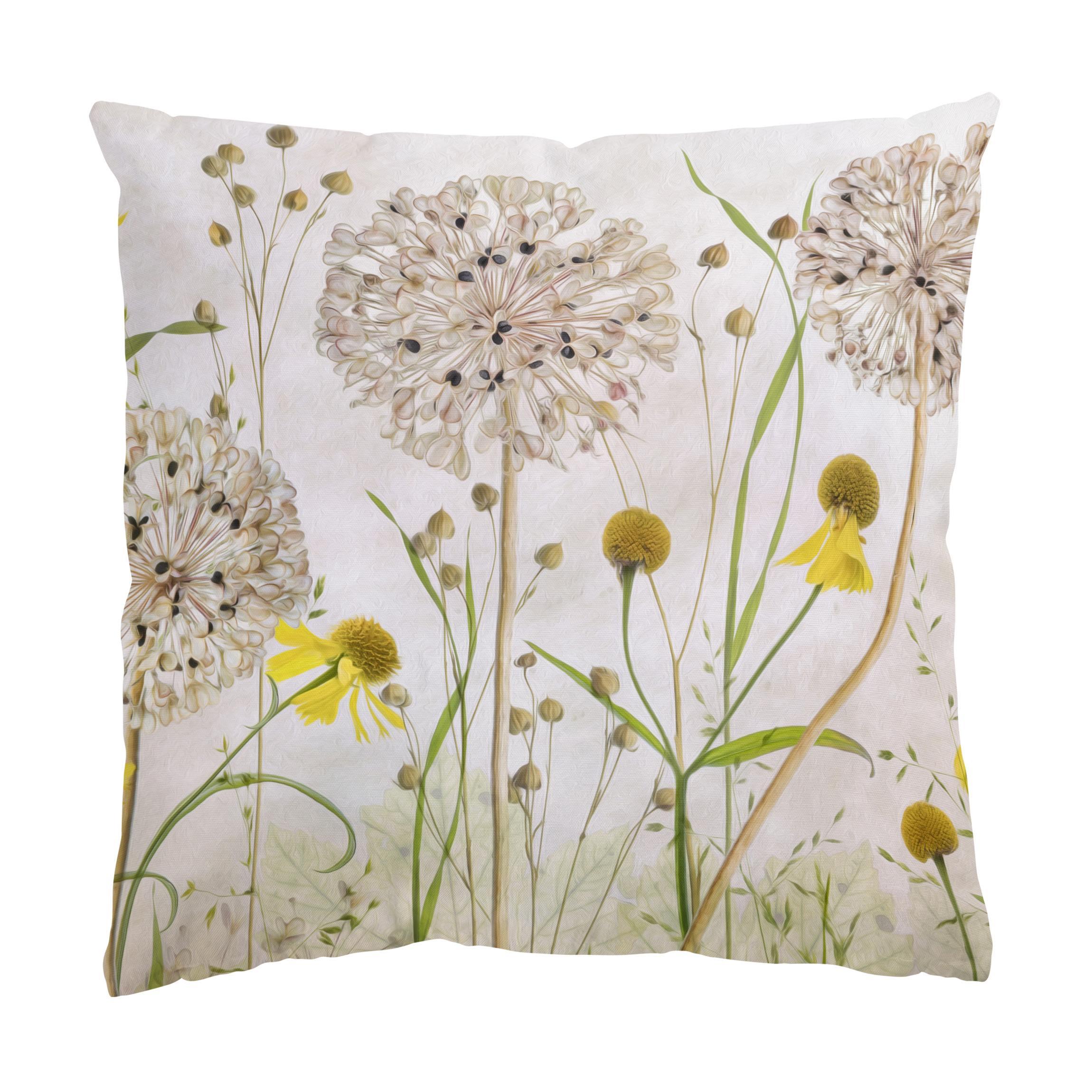 DEKOKISSEN Allium und Helenium Illustration 40/40 cm - Beige, Textil (40/40/10cm) - Bilderwelten