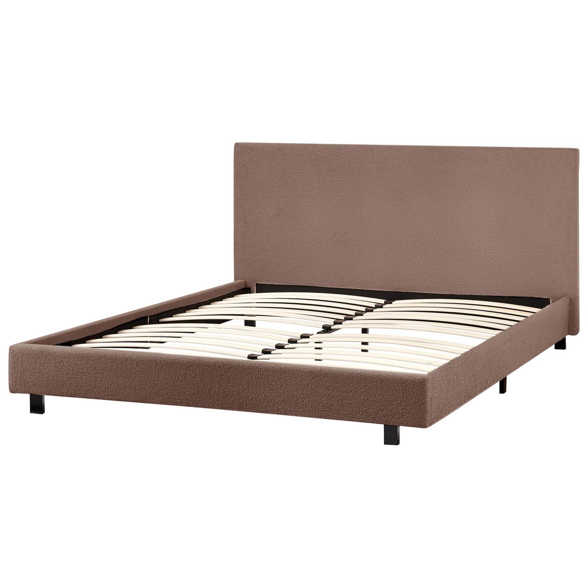 BETT mit Lattenrost 180/200 cm Braun Albi - Schwarz/Braun, Textil (180/200cm) - Beliani