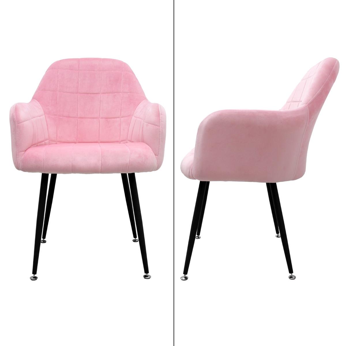 ESSZIMMERSTUHL 2er Set Rosa Samt - Pink/Schwarz, Textil/Metall (60/84/58cm) - ECD-Germany
