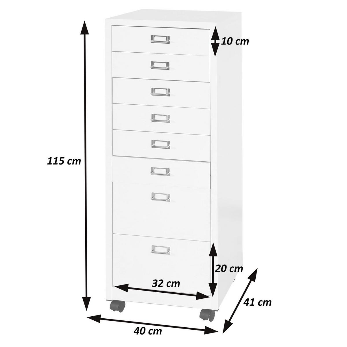 ROLLCONTAINER Weiß - Weiß, Metall (40/115/41cm) - MCW