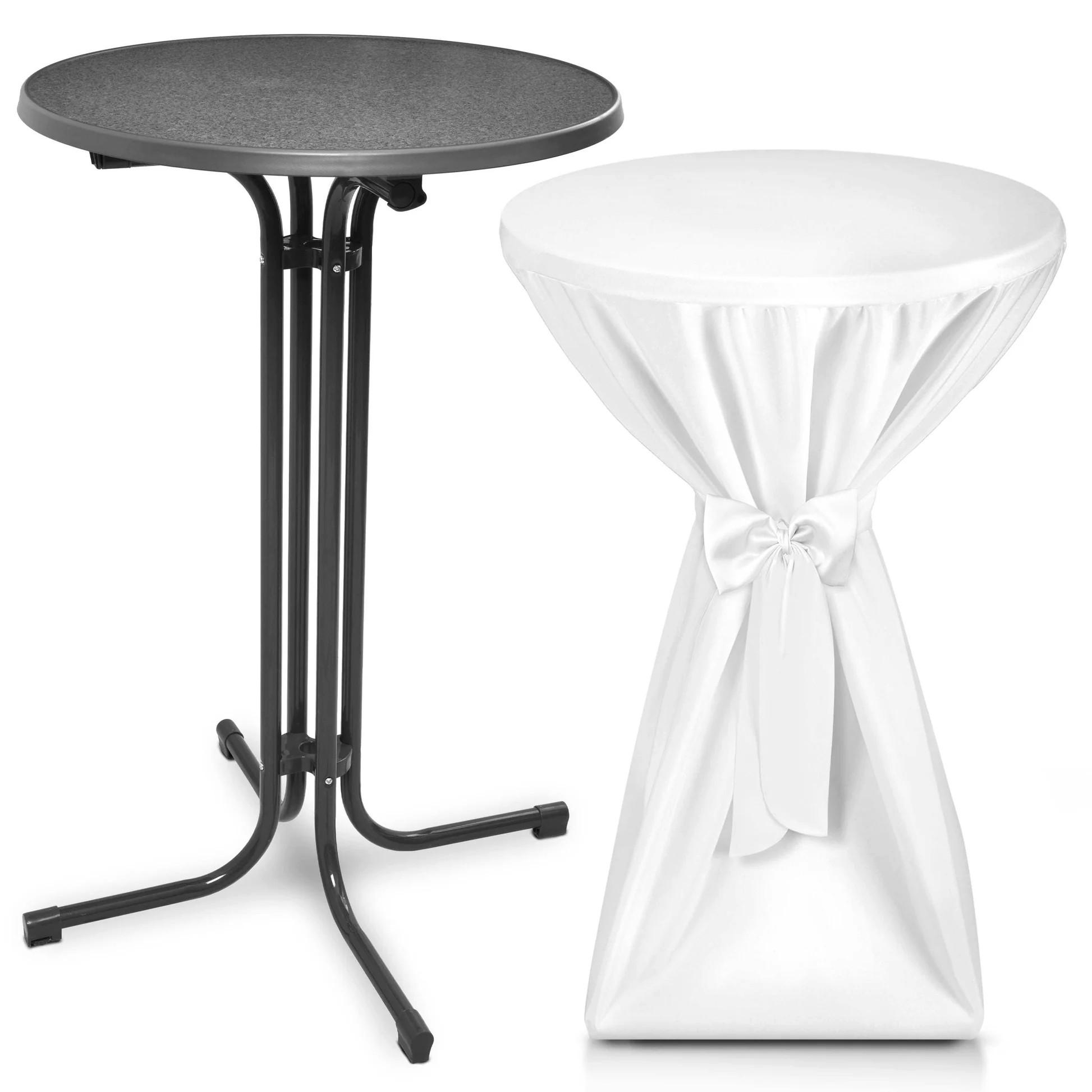 STEHTISCH Bellini Ø 70cm Grau mit Premium Stehtischhusse Ø 70cm Weiß - Weiß, Metall (70/70/110cm) - Beautissu 