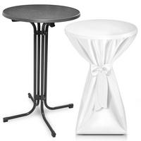 STEHTISCH Bellini Ø 80cm Grau mit Premium Stehtischhusse Ø 80cm Weiß - Schwarz/Weiß, Metall (80/80/110cm) - Beautissu 