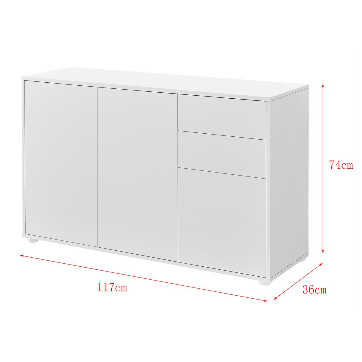 SIDEBOARD Paarl 3-türig - Weiß, Holzwerkstoff (117/74/36cm) - [en.casa]