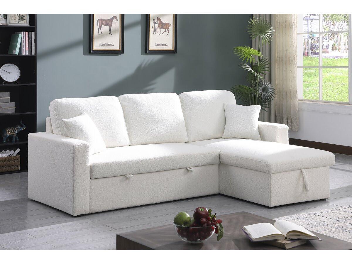 ECKSOFA alain weiss - Weiß, Textil (145/221cm) - Habitat Garten