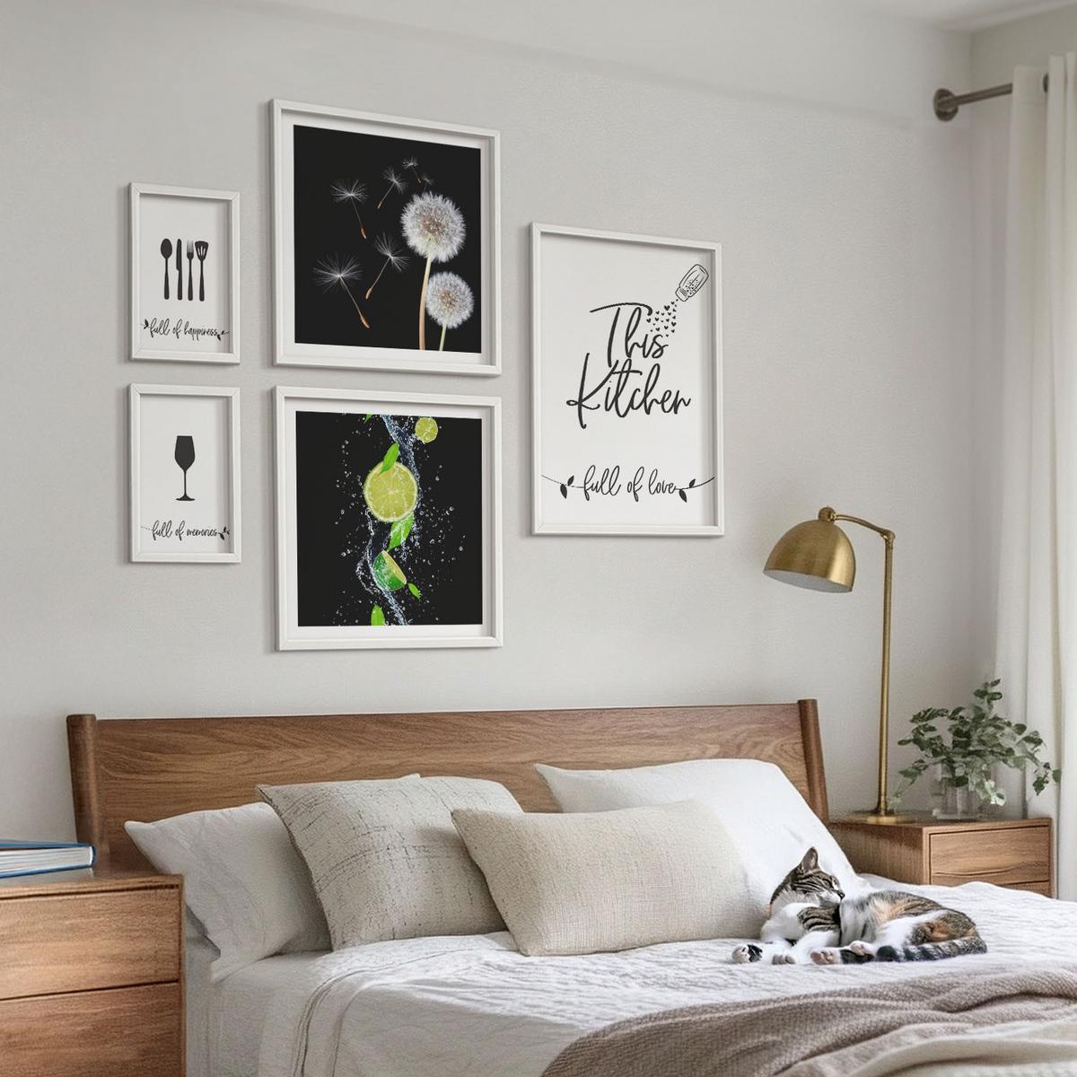 BILDER SET 5er Set - 50x50 cm & 20x30 cm & 40x60 cm Weißer Rahmen - Blumenposter Paris London - Weiß, Kunststoff (40/60cm) - TULUP