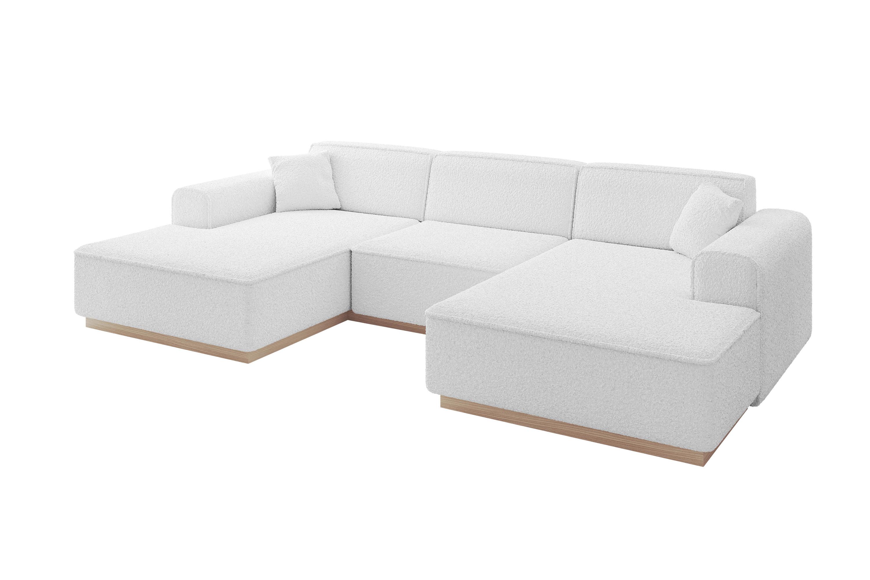 WOHNLANDSCHAFT IREA-U1 - 301x165x80 cm Weiß - Weiß, Holzwerkstoff/Textil (301/80/165cm) - ALTDECOR