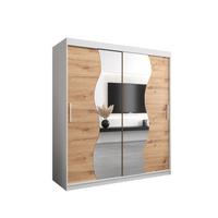 SCHWEBETÜRENSCHRANK 200/180/62 2-türig - Silberfarben/Eiche Artisan, Holz/Kunststoff (180/200/62cm) - MÖBEL KRYSPOL