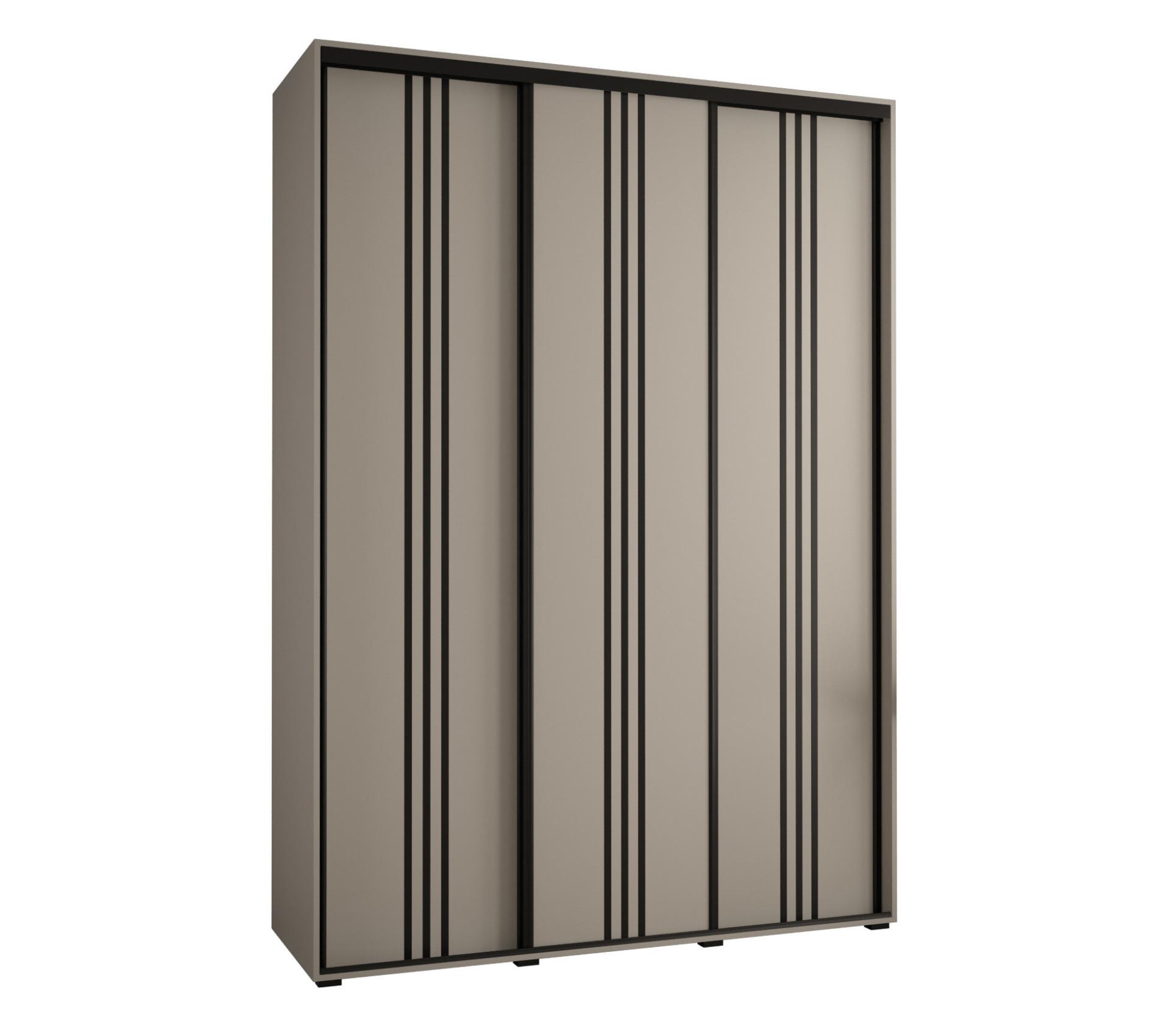 SCHWEBETÜRENSCHRANK 235,2/170/45 3-türig - Kaschmir/Schwarz, Holz/Metall (170/235.2/45cm) - MÖBEL KRYSPOL