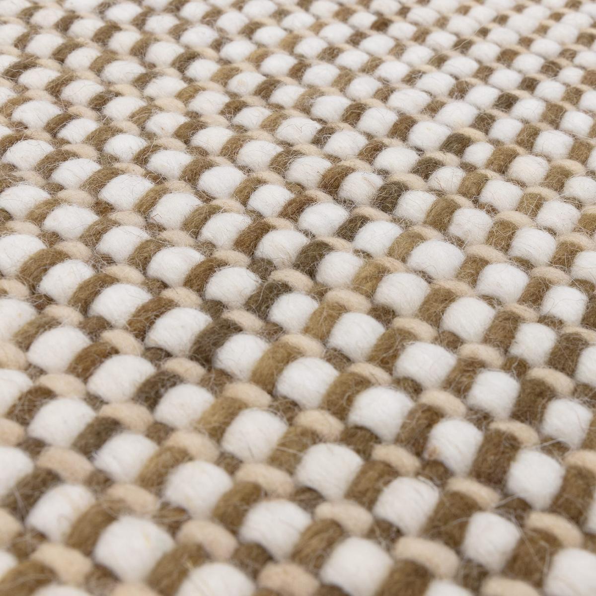 WOLLTEPPICH handgewebt mit Fransen PISA, geometrisch, Olivgrün, 160 x 230 cm - Beige, Textil (230/160cm) - KADIMA DESIGN