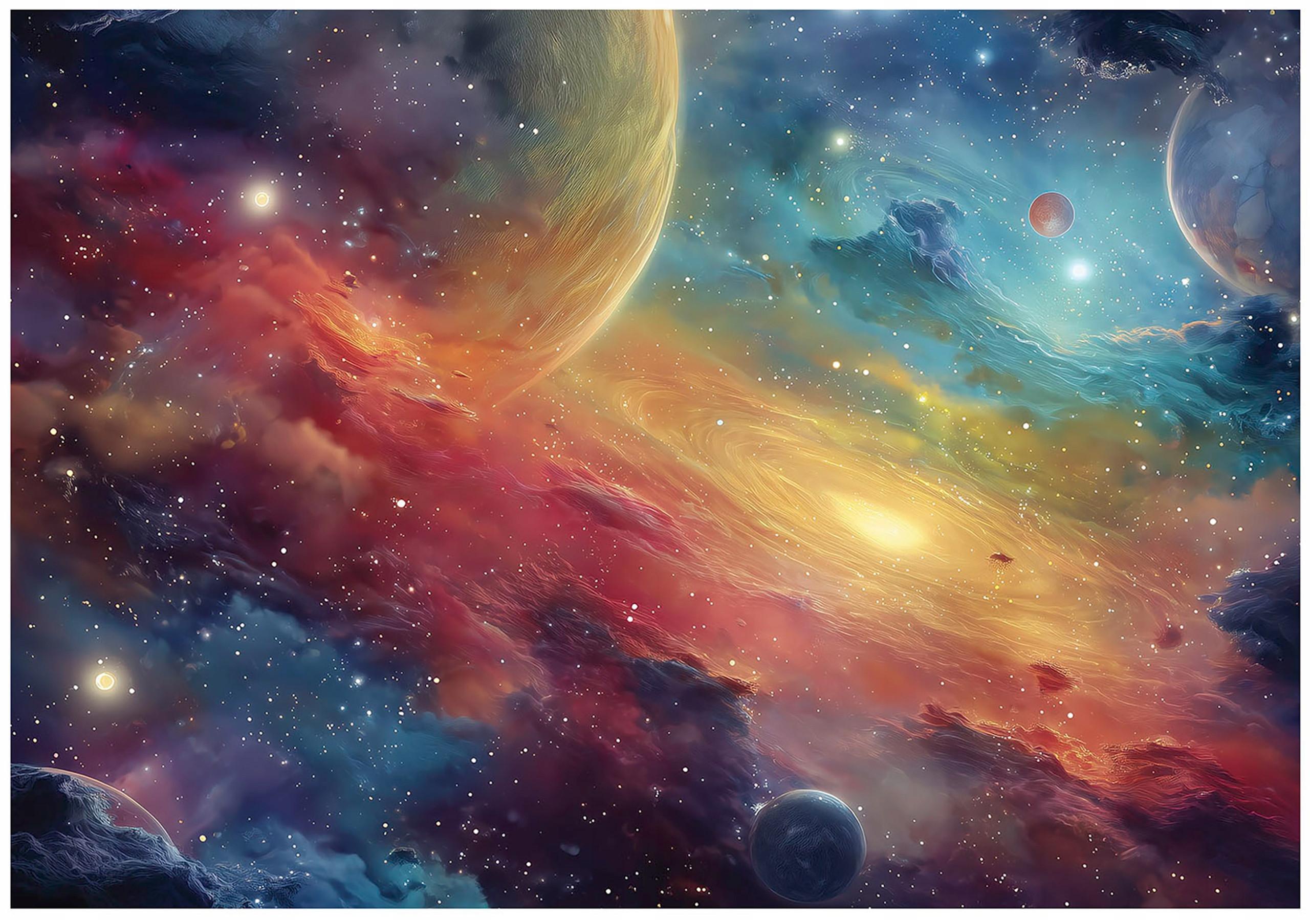 FOTOTAPETE Kinderzimmer Kosmos Galaxie 350x250 - Multicolor, Papier (350/250cm) - Wallarena