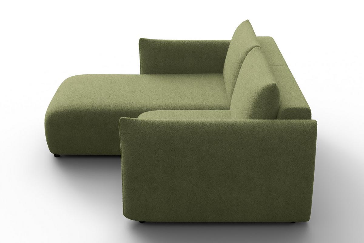 ECKSOFA TAUER 3-Sitzer LINKS, Bouclé-Stoff grün - Schwarz/Grün, Holz/Textil (173/206cm) - Courtois Laville