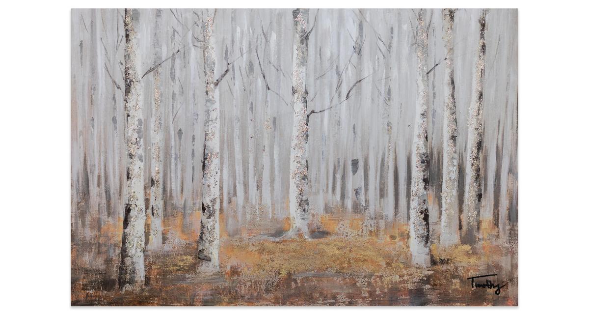 ACRYLBILD HANDGEMALT 90/60 cm - Weiß/Braun, Holz/Textil (90/60cm) - KUNSTLOFT