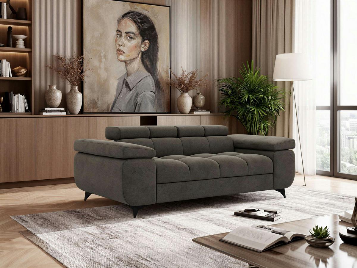 2-SITZER SOFA NIDELLO - Dunkelgrau Velvet - Dunkelgrau/Schwarz, Textil/Metall (194/70/97cm) - MKS