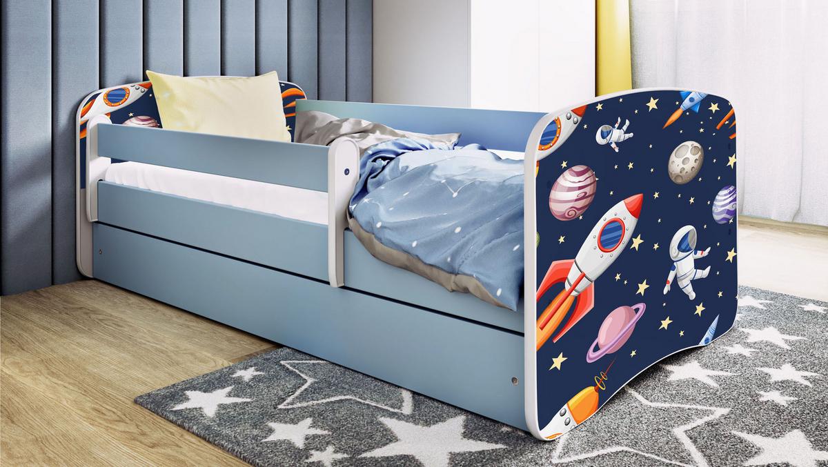 KINDERBETT Emily mit Schublade und Matratze, Blau 80x180 cm - Dunkelblau, Holzwerkstoff (180/80cm) - WFL GROUP